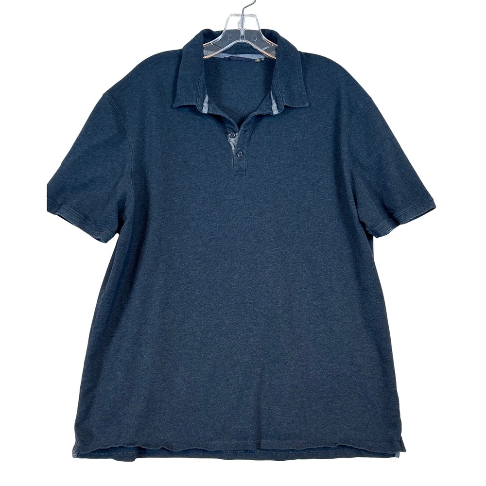 Elie Tahari Mens Short Sleeve Polo Shirt Charcoal Gray Jersey XL Casual Preppy